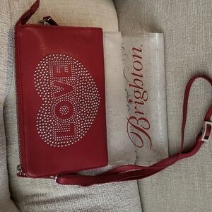 Brighton XOXO Love Stud Convertible Crossbody Pouch Red NWT